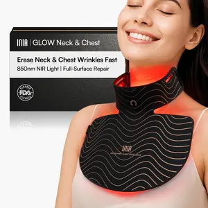 【LIVE ONLY】INIA GLOW Neck & Chest Red Light Mask – 850nm NIR | Fade Wrinkles & Spots | Lift & Firm in 4 Weeks - Red Light Skincare Device with 2600mAh Rechargeable Controller, Clinic-Grade, Full Coverage