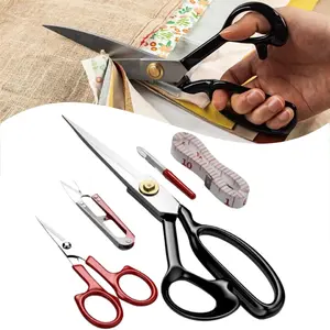 5Pcs 9inch High Carbon Steel Professional Fabric Scissors | Ergonomic Black Handle, Sharp Precision Sewing Shears for Tailoring, Crafts & Industrial Use, Tailoring Tools - Home Improvement.