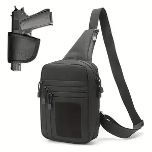Tactical Crossbody Gun Holster Bag with Shoulder Strap Concealed Carry Gun Padded Shoulder Strap and Waist Belt Suitable for CCW Hunting Range Handgun and Revolver Black Outdoor Self-Defense Gear Tactical Bag Men's Supplies