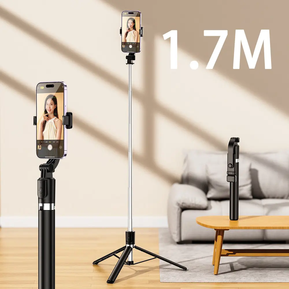 Selfie Stick Tripod, Extendable Portable Selfie Stick with Remote Control & Phone Holder, Portable Selfie Accessory, Phone Tripod for Video Recording, Mobile Phone Accessories