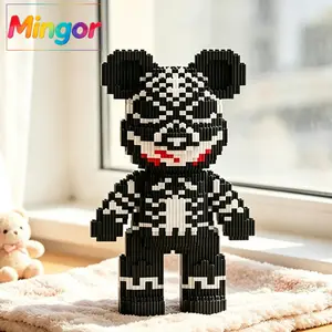 12.6" Bearbrick Style Smooth Minimalist Modern Micro Building Blocks Kit, Aesthetic DIY Designer Art Toy for Collectors