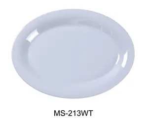 Yanco MS-213WT 13.5 x 10.5 in. Mile Stone Oval Platter, White - Pack of 12