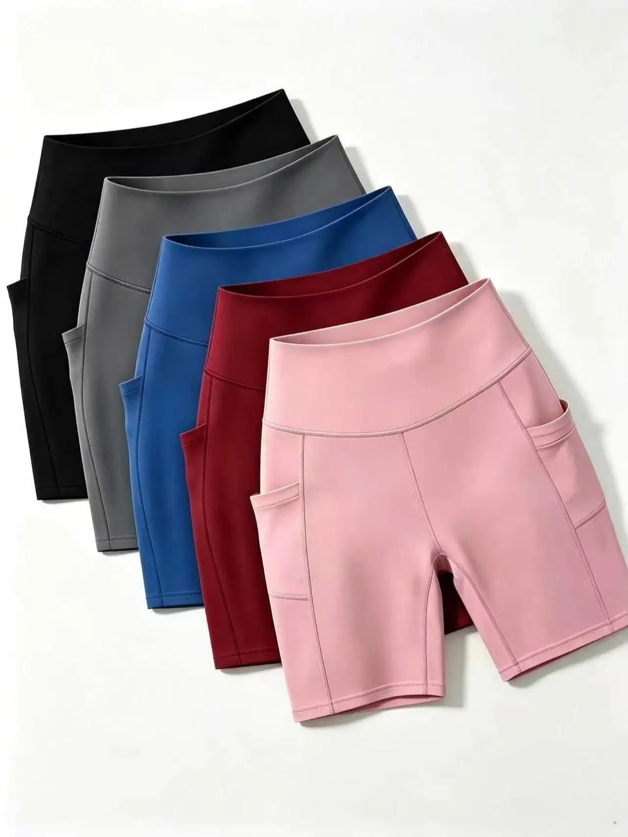 [Multipack Women Active Shorts] Tummy Control Hip Lift Yoga Biker Shorts | Ladies Sports Phone Pocket, Stretch Wide Waistband Jogging Casual Shorts denim curvy fitness versatile baggy comfy summer new arrival high waist