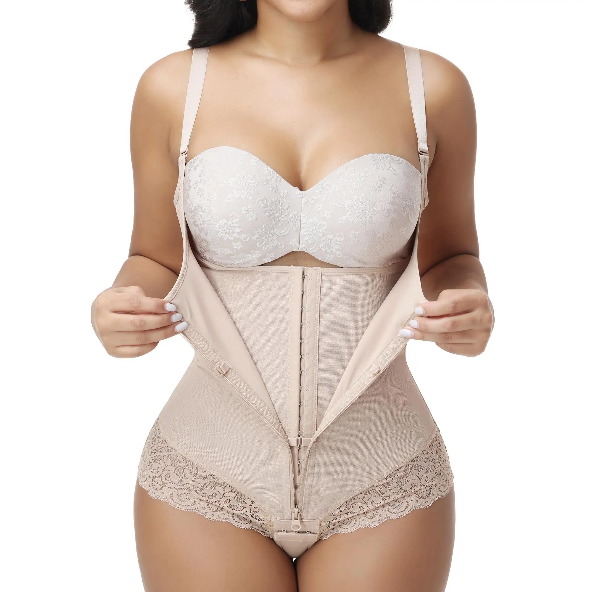 SHAPSHE Women's Colombian High Compression V-Neck Shapewear Bodysuit - Women's Clothes, Ab Support, Adjustable Size, Body-Flattering Slimming Underwear