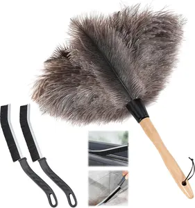 Ostrich  Duster - 14 inches Fluffy Handle   Duster 2 count Cleaning Brush for Cleaning Supplies,Ceiling Fan, Crafts, Blinds, Furniture