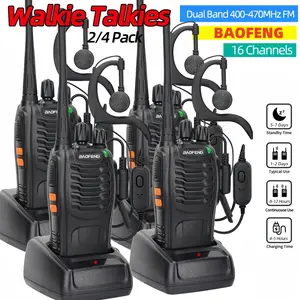 2/4PCS   Baofeng BF-888S Wireless Copy Frequency 16 Channels, 400-480MHZ, Rechargeable Handheld Two Way Radios, Long Range Power Flashlight For Adults With Earpieces, Outdoor Equipment Supports Skiing Camping Hunting walkie talkies legit 2-way radio