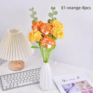 8PCS Handmade Crochet Carnation Bouquet For Wedding Gift, Knit Carnation Flower, Birthday Gift For Wife, Birthday/Thanksgiving Gifts