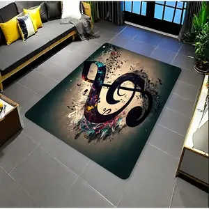 Modern Abstract Music Notes Carpet Colorful Graffiti Indoor Floor Mat Living Room Bedroom Game Room Home Decoration Carpet