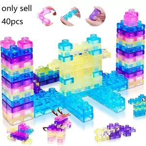 40pcs Soft Jelly Blocks, Multicolor Stacking Toy Set, Non-Toxic Sensory Play, Safe Squishy Stretch Fun, Early Learning Puzzle, Bath Toy for Kids Aged 3+, Sensory Cube