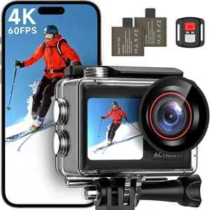 4K60FPS 30MP Action Camera with Front LCD and  Rear Screens, Underwater Camera with 5X Zoom, 132FT  Camera, EIS, WiFi Remote Control(Black)