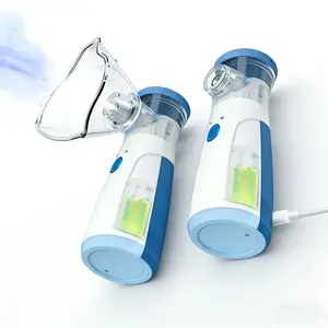 2PCS Portable  with 400mA Lithium Battery for Adults & Kids Adjustable NebulizationRate Mesh Mask for Breathing Problems & FacialHydration No Battery Installation Needed