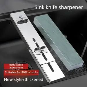 Whetstone + Extendable Sink-Mounted Sharpening Holder, Adjustable Fixed Stand, Non-Slip Sharpener