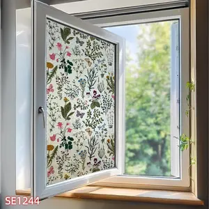 Laser Grass Plant Bird Glass Window Sticker, Double-Sided High Transparency Static Adhesive, Easy to Cut, Decorative Film for Living Room Bedroom