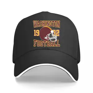 Washington Football Baseball Cap - Adjustable back closure, lightweight polyester, retro Washington (19) 92 team color scheme - black/red/orange, striking lettering design, durable fabric.