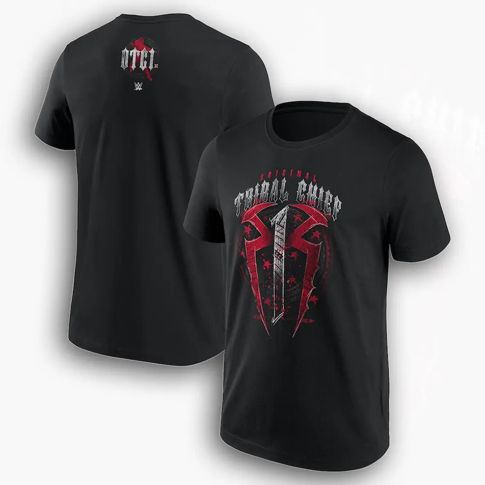 Men's Fitted Short-Sleeve Soft Roman Reigns OTC Authentic Black Graphic T-Shirt - Menswear Casual T-Shirt for Wrestling Fans, Made in USA