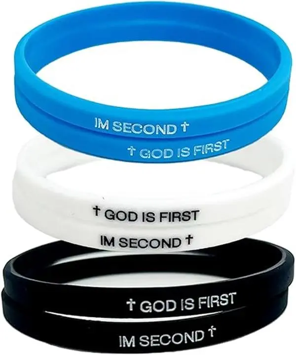 GOD IS FIRST Bracelet for Men Women, Im Second, Christian Rubber Bracelet, Inspirational Bible Verse Bracelets, Unique Gift for Christians Seeking Daily Encouragement