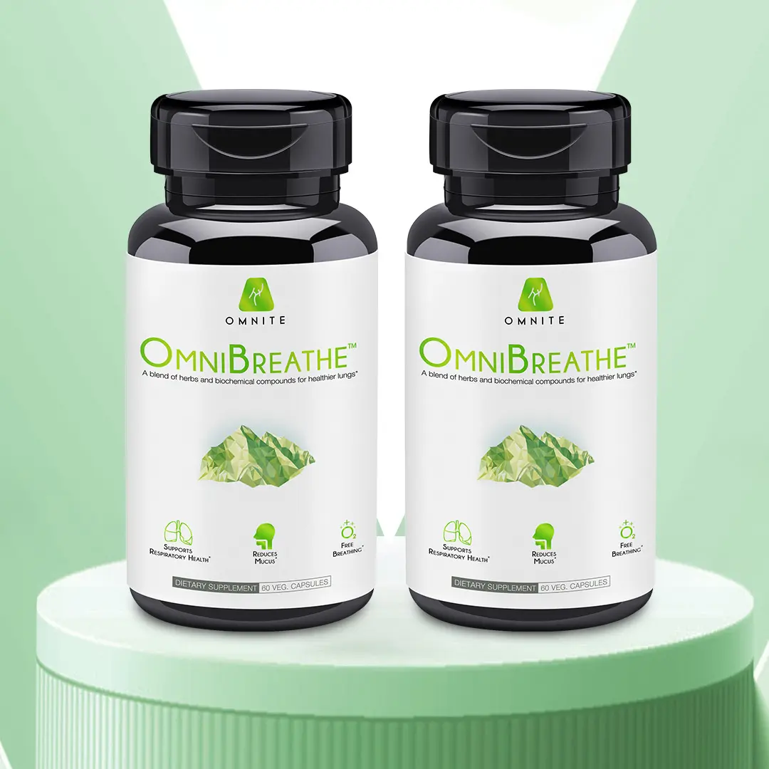 2 Bottles of OMNIBREATHE Lung Detox with NAC, Mullein & Quercetin - Mucus Relief & Breathing Support