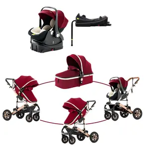 An Baby Stroller Combo Car Seat - Infant Pushchair with Carry Cot Foldable Reversible Pram,Travel System with Isofix Base Upto 5lbs