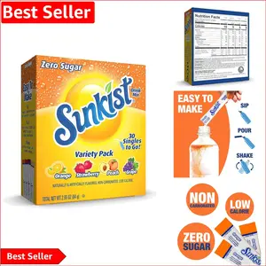 Convenient Sunkist Soda Singles Drink Mix - 30 Pack, Flavorful & Caffeine-Free