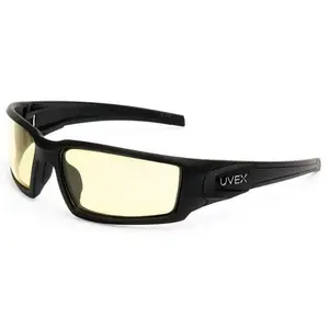Uvex Hypershock Safety Glasses Matte Black with Amber Hydroshield Anti-Fog Lenses