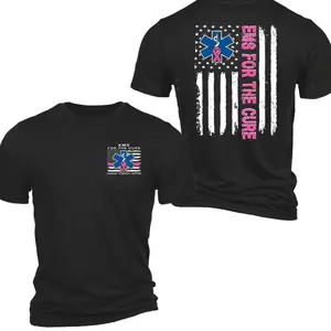 EMS For The Cure 2 Sides T-Shirt, #PinkRibbon EMS Graphic Tee, Breast Cancer Awareness Gear for Men & Women