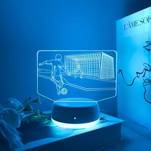 1pc Football Goalkeeper 3D Night Light, Seven Color Changing, USB Powered Touch Switch, Ideal Gift, Desk Decoration Lamp, Atmosphere Light