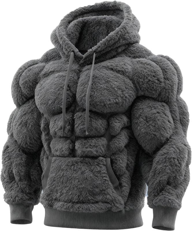 Mens Muscle Hoodie Sweatshirt Vintage Flannel 2D Print Street Style ...