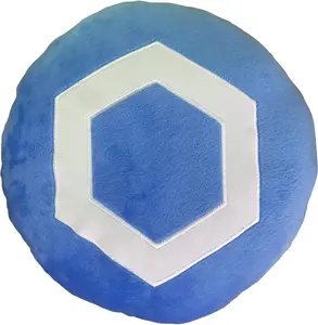 Chainlink Pillow - Embroidered Round Stuffed Plush Crypto Pillow by BlockCraft.Shop Link Plush Pillow