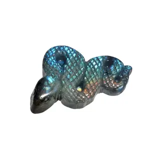 Strong Flash Labradorite Snake Carving High Quality Natural Healing Crystal Gorgeous Stone Gemstone Jewelry Energy Love Girlfriend Boyfriend Souvenir Valentine Anniversary New Year Christmas Halloween Birthday Gift