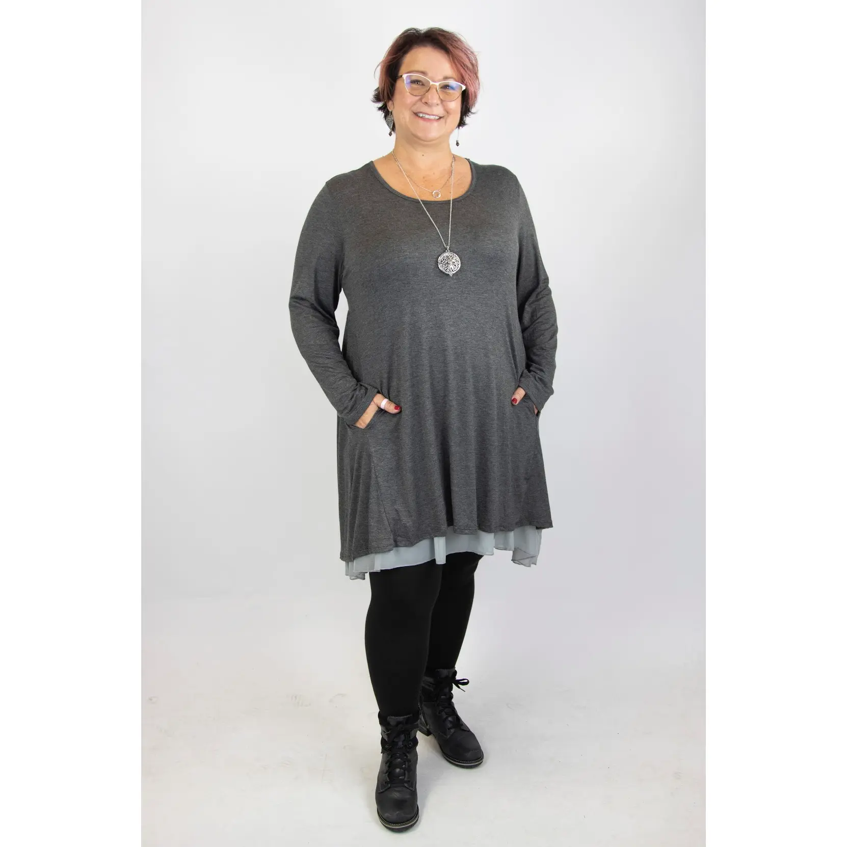 2AM Long Sleeves Tunic - Charcoal