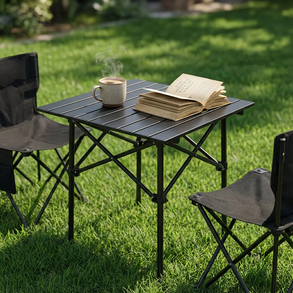 Portable Folding Camping Table, Rollable Outdoor Picnic Table — Lightweight Design with Carry Bag for Travel/Beach/Patio/BBQ/Parties