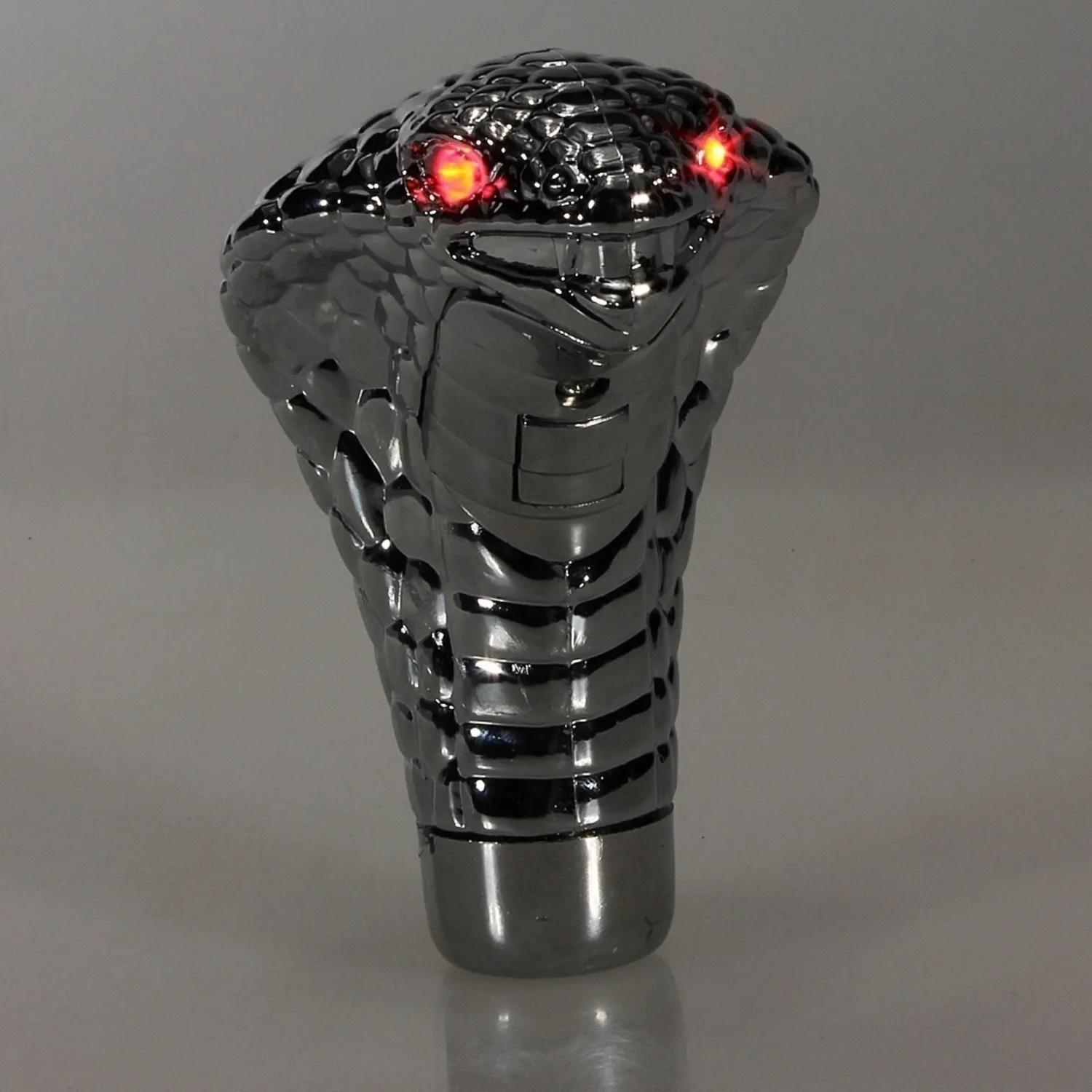 Universal Chrome Red Blue LED Eyes Car Cobra Manual Gear Shift Knob Snake Shifter