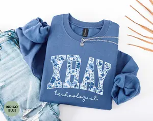 Xray Tech Sweatshirt, Floral X-Ray Technologist, Blue Toile Xray Tech Crewneck, Radiology Grad Gift, Medical Imaging Tech Week Gift