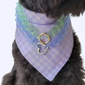 LIVE Custom Pet Chain Necklace Adjustable Dog Jewelry Trendy Pet Bling Lightweight Chain Dog Necklace Personalized Charm Collar Dog Accessories Cute Pet Necklace for Small Dogs Bougie Chain for Pets Custom Charm Bar Necklace Icy Woof Pet Jewelry