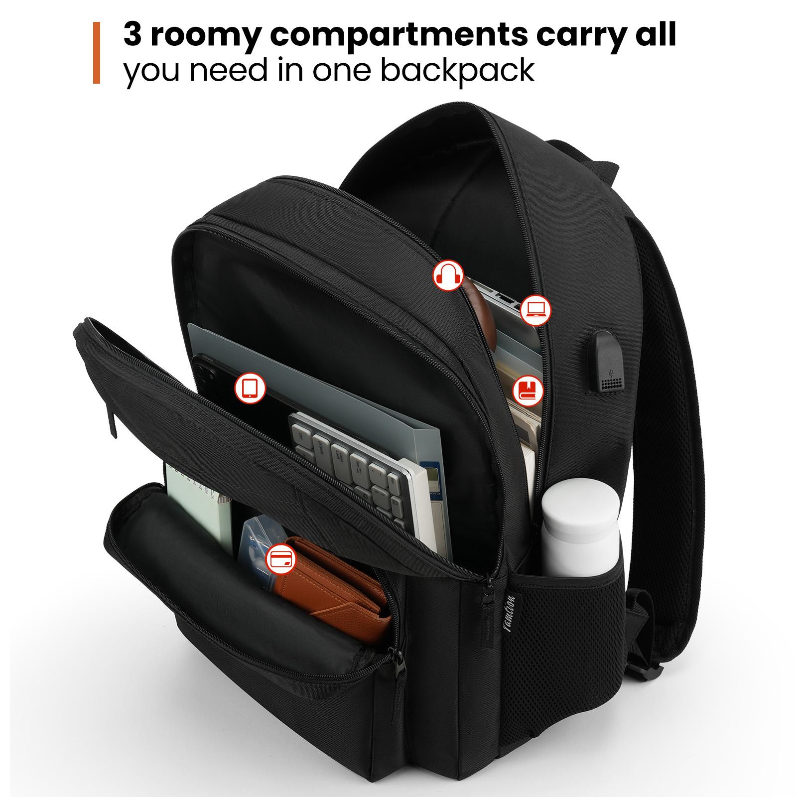 Work Commute Backpack with Multiple Pockets & Water-Resistant Fabric for Office Casual Daily Backpack with Headphone Jack & USB Charger for Outdoor Hiking