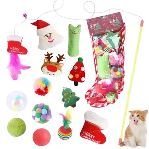 Pacific Pups Products Cat Christmas Stocking - Prefilled Christmas Stocking with Cat Toys - 13 Cat Toys Christmas tmas