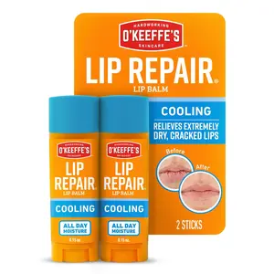 O'Keeffe's Lip Repair Lip Balm With Cooling Relief for Dry, Cracked Lips - Stick (Twin Pack) - Moisturizer for Extremely Cracked, Dry Lips Hydrating Moisture