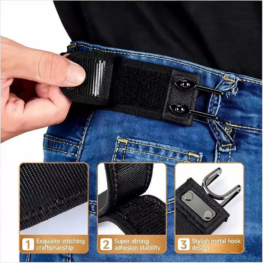 1PC/2PC 3Color Metal Hook  Elastic Belt Buckle Invisible Design Soft Adjustable Side Tactical Belt  Unisex No Split Belt