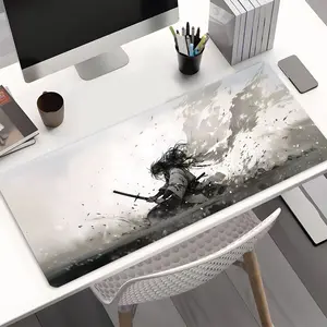 Large Gaming Mouse Pad with Samurai Art Design,Extended Desk Mat Anti-Slip Rubber Lock Edge High-Definition Printing, Suitable For Computers, Laptops, Offices, Homes, Schools, Great Gift For Family And Friends