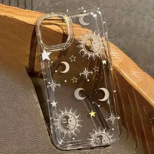 Sun Moon Star Pattern Phone Case for Apple iPhone 15 Pro Max, 11 Pro Max, 12 Pro Max, 13 Pro Max, 14 Pro Max, 15 Pro, 16 Pro Max