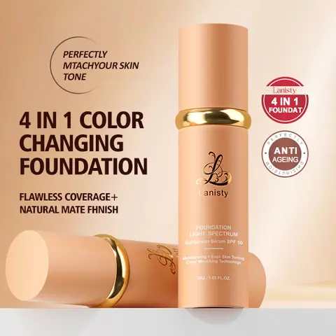 Lanisty Foundation 4 in 1-Light Spectrum for Flawless Makeup Foundation Sunscreen Spf50 Moisturizing Hydrating Clear Color concealer Moisturizer concealer foundation dry skin