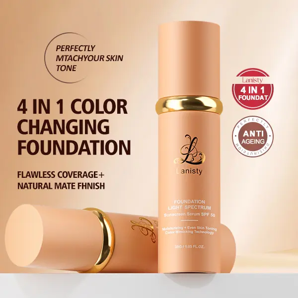 Lanisty Foundation 4 in 1-Light Spectrum for Flawless Makeup Foundation Sunscreen Spf50 Moisturizing Hydrating Clear Color concealer Moisturizer concealer foundation  dry  skin