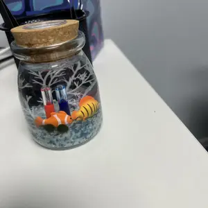 Healing Marimo Water Garden - 3.5×2.6 Inch Micro-Landscape, Low-Maintenance Glass Mini Peninsula Ecosystem with a Cute Moss Ball, Premium DIY Mini Aquatic Garden Decor Kit (Includes LIVELY Moss Ball Pet)