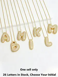 Bubble Initial Necklace for Women, 26 Letters Personalized CZ Pendant, Perfect Birthday/Anniversary Gift, Thoughtful Custom Initial Gift,Sparkling Zircon Letter Pendant, Hip Hop Iced Out Layering Necklace, Friendship Gift，Daily Wear Statement Necklace