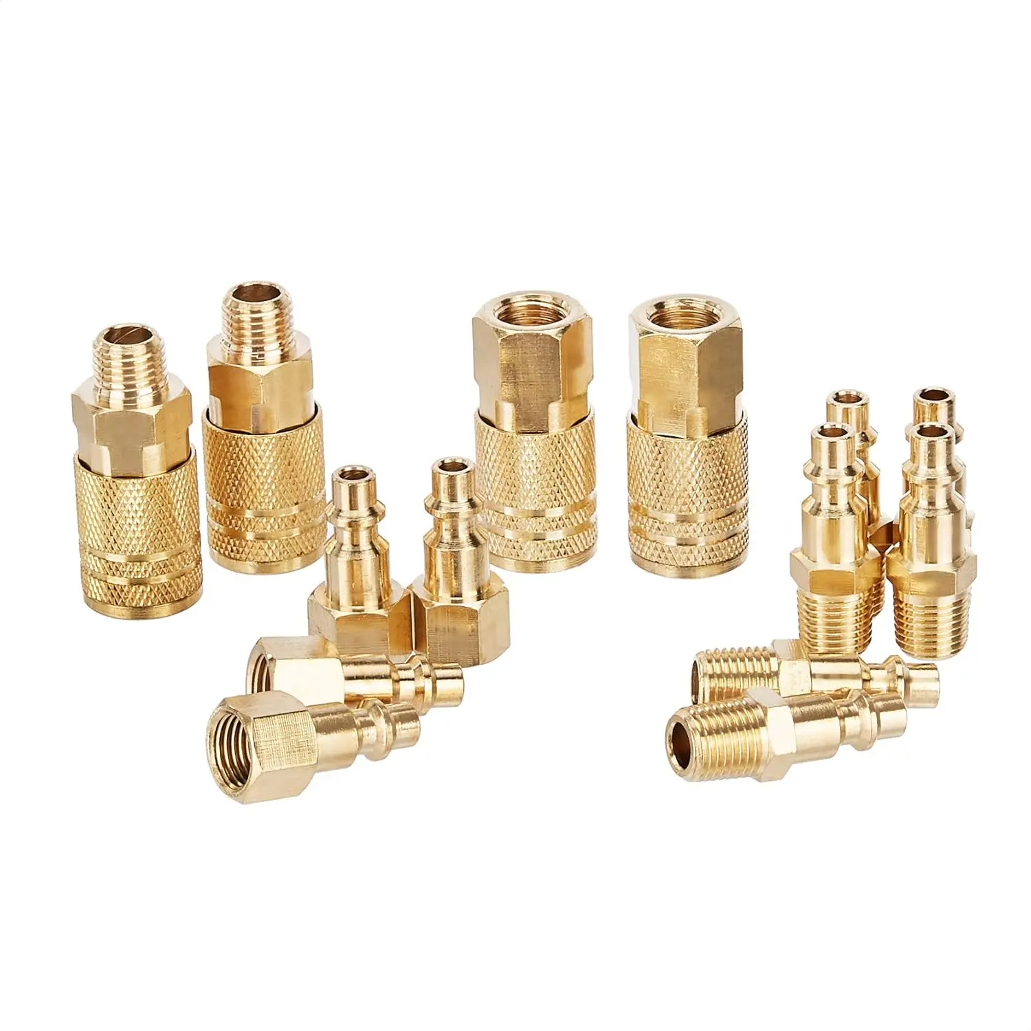 Brass Air Coupler and Plug Hose Adapter Set, Basics Pack with 1/4-in Push-to-Connect Pipe Fittings for Compressors, Offering Durability and Reliability, 1/4-Inch Fittings