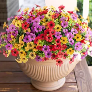12 Bundles Artificial Fake Flowers | Colorful Mix , UV Resistant, Realistic Faux Decorative Flowers for Outdoor Spring Summer Decoration, Ideal for Porch Patio Home Window Box Yard Garden Planter