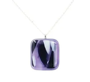 Purple Streaky Fused Glass Necklace