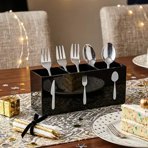 3-Compartment Acrylic Cutlery Organizer — Durable plastic kitchen storage box for knives, forks, spoons — Space-saving design for home & commercial use — Modern kitchenware, cutlery racks, storage boxes with lids, kitchen storage & organization