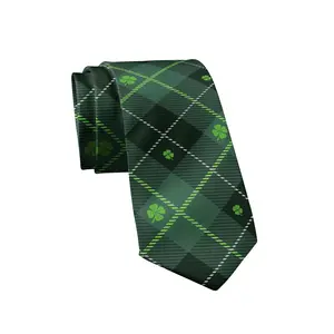 Saint Patricks Day Plaid Tie Funny Ties for Men St Patricks Ties Mens Novelty Neckties Green Argyle Tie Funny Ties