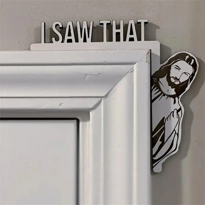 Creative Jesus & Letter Design Door Corner Frame Ornament, Funny Door Frame Hanging Ornament, Home Decor for Living Room Bedroom